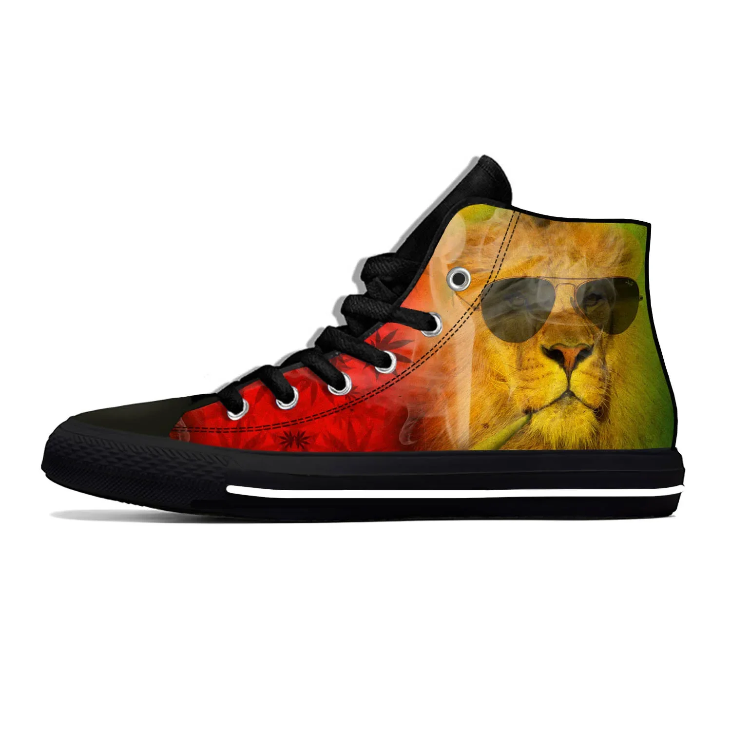 Reggae Rastafarian Rasta Rastafari Lion Of Judah Casual Cloth Shoes High Top Lightweight Breathable 3D Print Men Women Sneakers