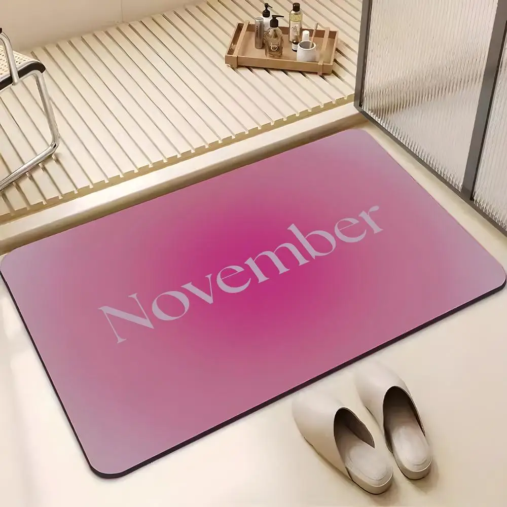 Soft Pastel November Graphic Decor Floor Mat Absorbent Floor Mat Non-Slip Entrance Rug for Bathrooms Restrooms and Toilets