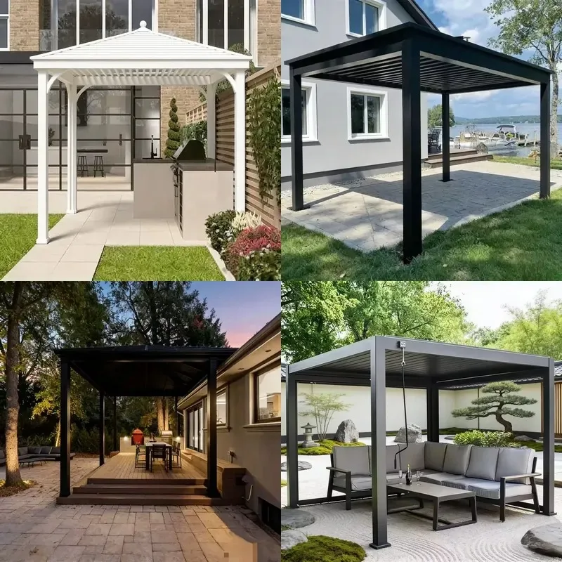 Aluminum Louvered Pergola Chinese Powder Coating Waterproof Weathering Durable Environmental Protection Outdoor Garden