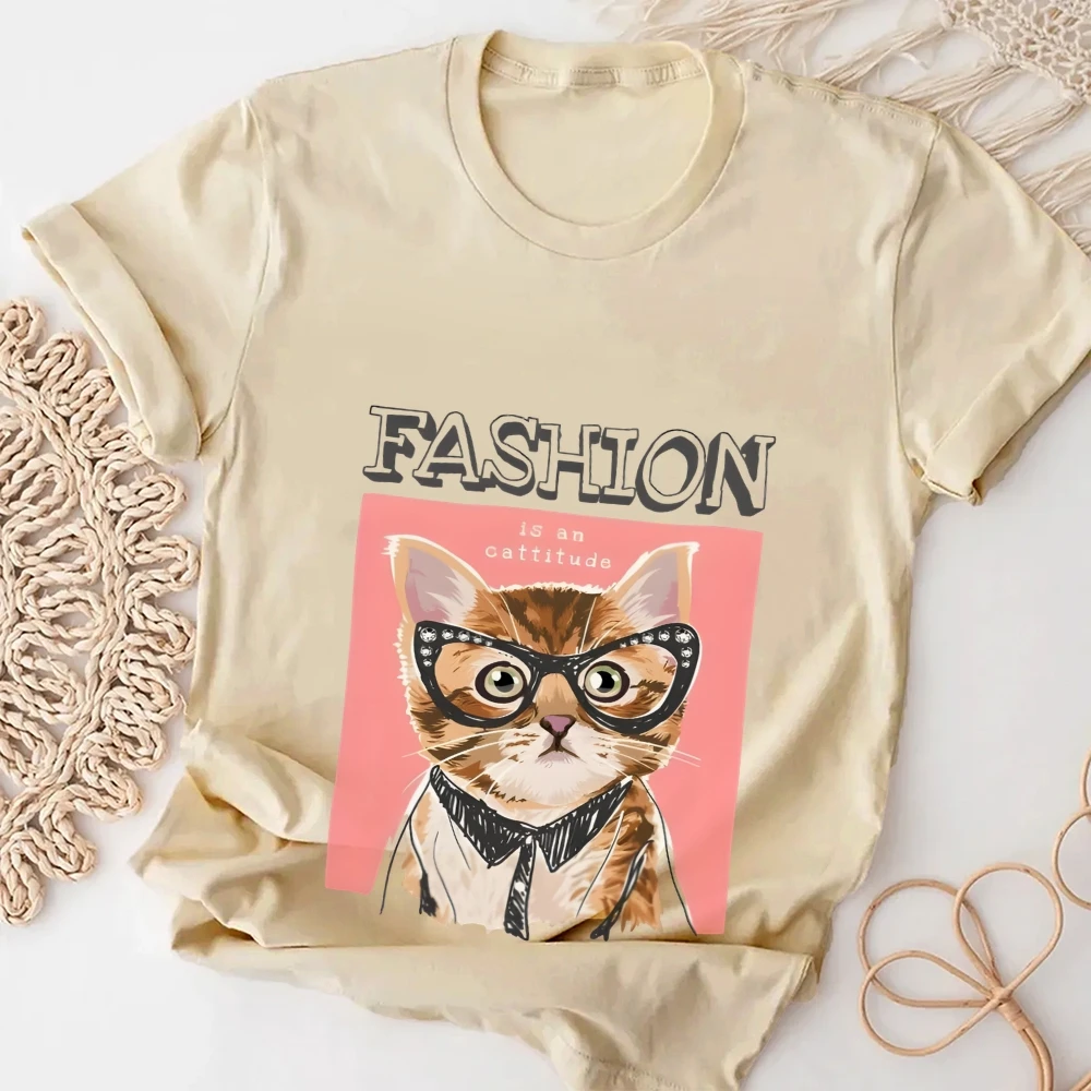 تي شيرت برسومات Y2k، موضة هي موقف مع طباعة قطة أنيقة، طراز Kpop، أنيق ومثق، قماش ناعم للمظهر الكاجوال العصري #6
