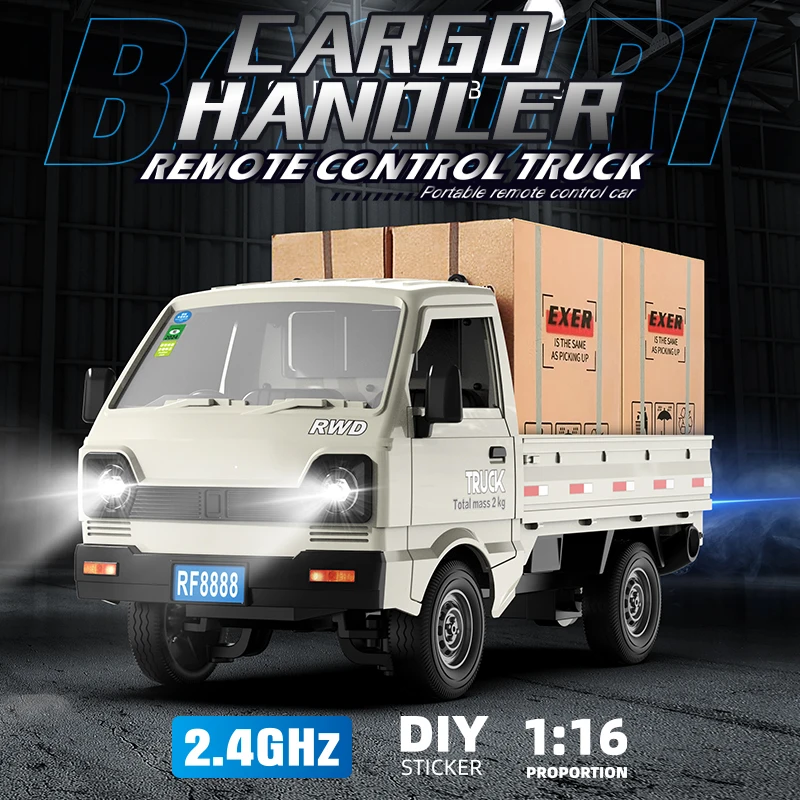 D12 Cargo Truck 1/16 Rc Car The Door Can Be Opened The Trunk Can Hold Things Light Spray Electric Remote Control Toys