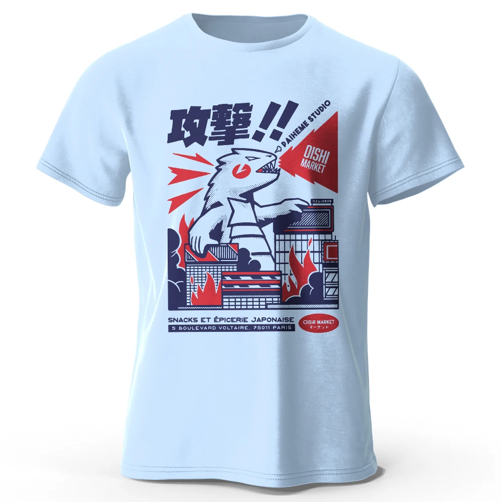 Urban Anime Dinosaur Graphic T-shirt - Unique Japanese Cartoon Design for Men Women Trendy Streetwear
