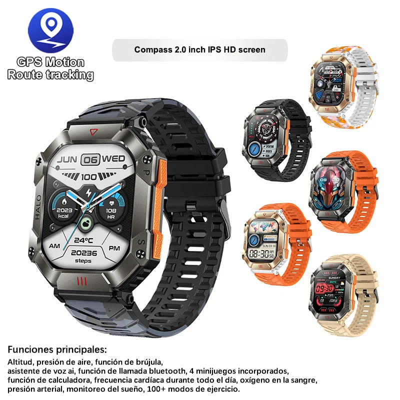 

2023 New Compass 650mAh Bluetooth Call Smart Watch GPS Heart Rate Blood Pressure Blood Oxygen Clock Sports Fitness Smart Watche