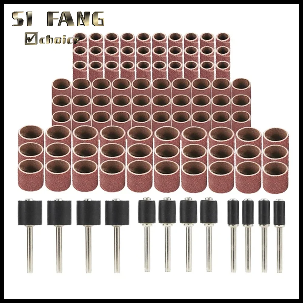 120Pcs Sanding Drum Set Dremel With Sanding Mandrels Sanding Bands Sanding Drums Kit For Surface Derusting Abrasive Tools