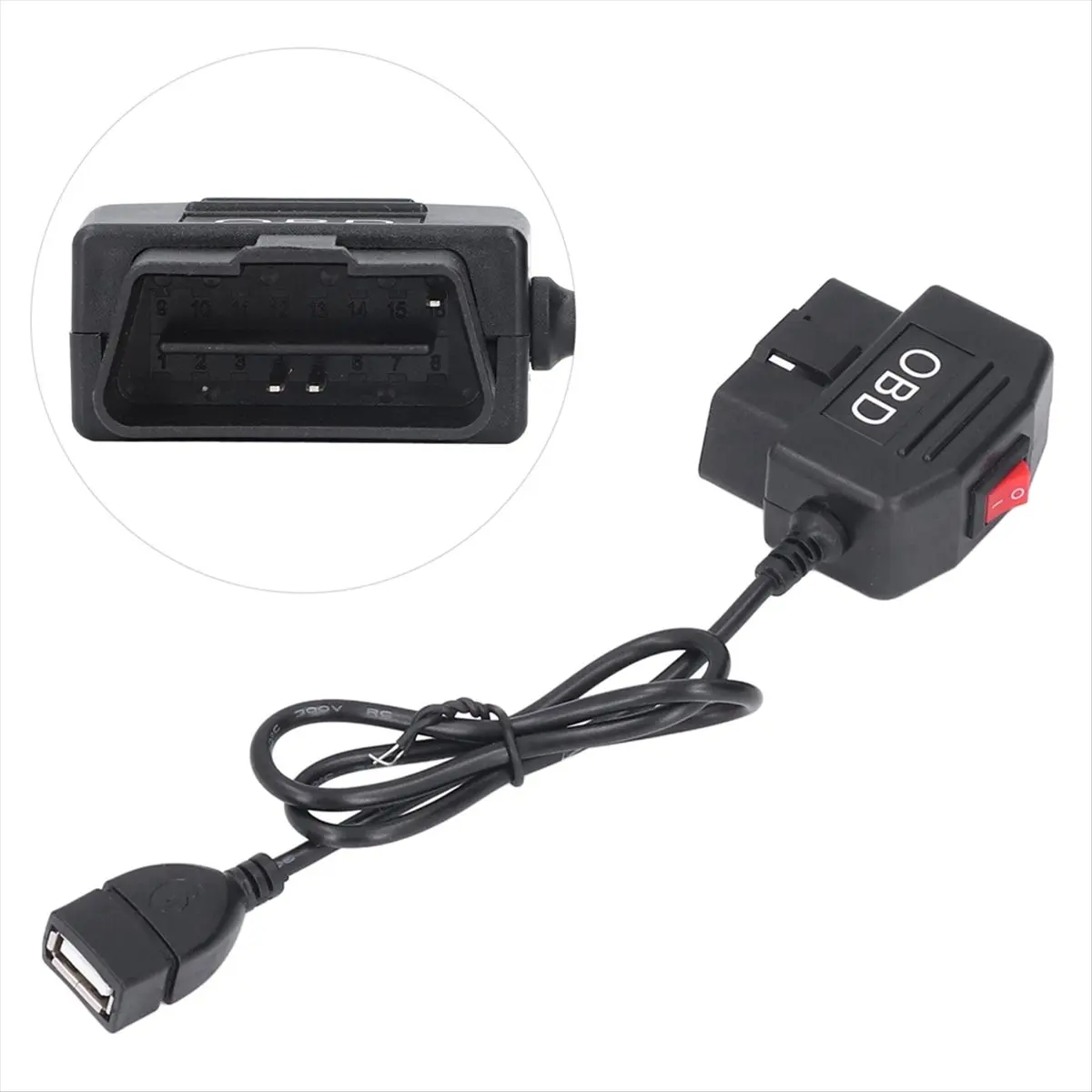 #47J Dash Cam Hardwire Buck Line OBD to USB Adapter Cable,dash cam power cable,(Metal+Plastic)