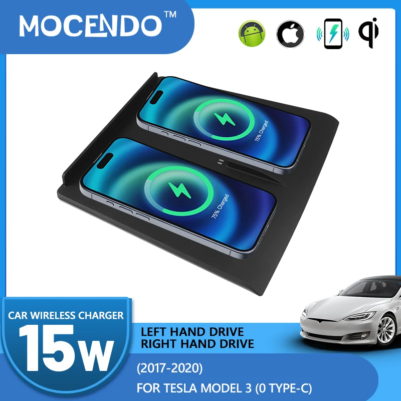 

For Tesla Model 3 15W Fast Charging Wireless Charger Wireless Smartphone Charging Pad Car Accessories
