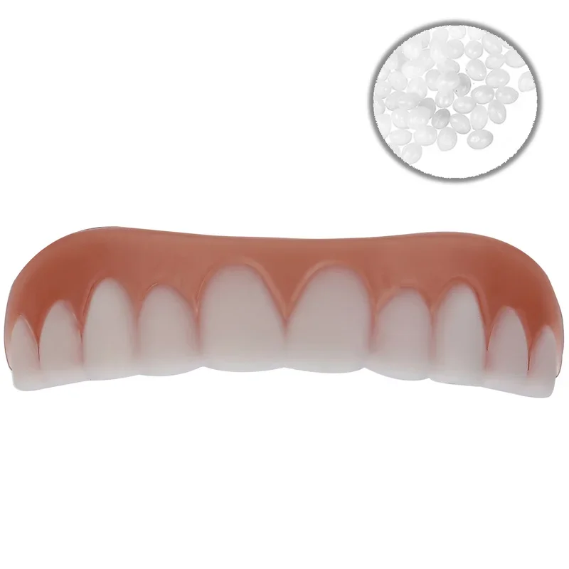 Folheados de silicone dentes falsos, aparelhos confortáveis, dentaduras ortodônticas, aparelhos para folheados superior e inferior, superior e