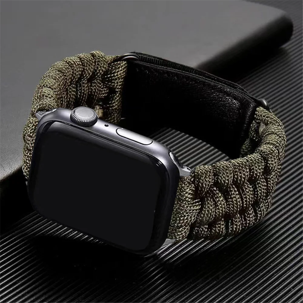 Rope Strap for Apple Watch Ultra 2 Band 49mm 45mm 44mm 42mm 41mm 40mm Rugged Nylon Braided Sport Loop iWatch 9 8 7 6 SE Bracelet