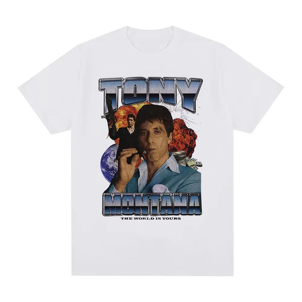 2026 Classic Movie Scarface T-shirt The World Is Yours Tony Montana Al Pacino Graphic T-shirt Men Women Short Sleeve O- Neck Tee