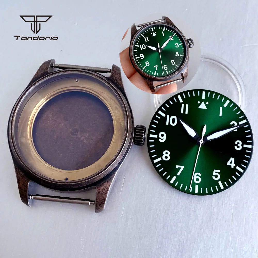 Bronze Plated Distressed 39mm Pilot Steel Watch Case+33.5mm Dial+Hands Set Fit NH35 NH36 NH38 Miyota8215 ETA2824 PT5000 ST2130