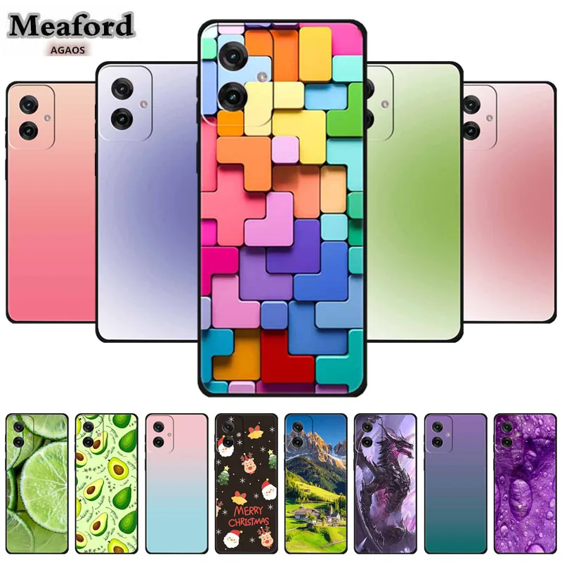 Phone Case For Moto G55 G05 G35 G75 G15 G85 TPU Black Cover Bumper For Motorola Moto G 55 Colourful Shield Capa Gradient Cases
