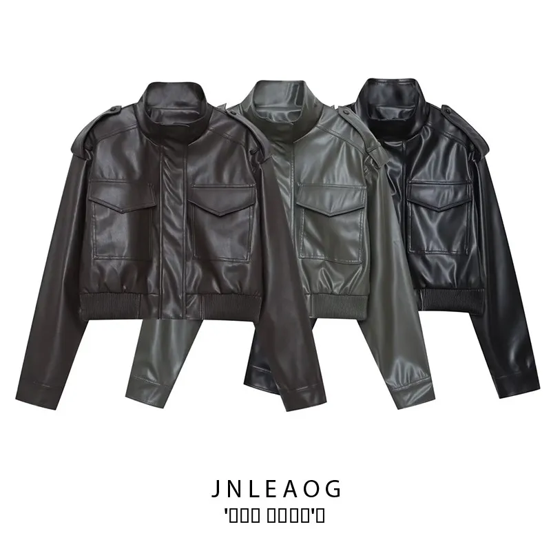 

JNLEAOG Женская модная верхняя одежда, осенняя новинка, универсальный дизайн, Sense, полиэстер, материал PU, длинная молния све
