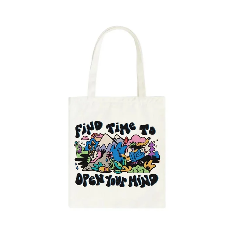 

Fashion Y2k Printed Canvas Bag Popular Style Ladies Handheld Eco-friendly Large Capacity Shopping Bag School Bag
