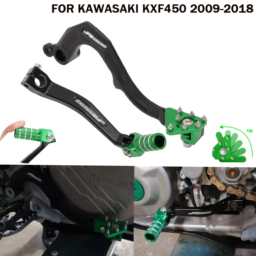 2009-2018 Motorcycle CNC Folding Shifter Shift Lever Anti-fall Foot Brake Pedal For Kawasaki KX450F KX KXF450 KX 450F KXF 450