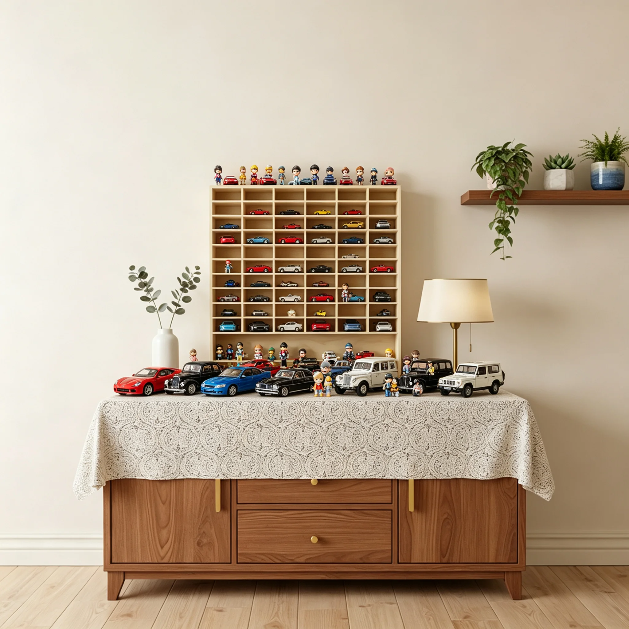 Vitrine en bois non fini pour voitures miniatures, étagère de rangement pour modèles de voitures à l'échelle 1:64, meuble mural pour ranger des objets de collection, idéal pour les voitures Hot Wheels et les voitures de collection Matchbox.