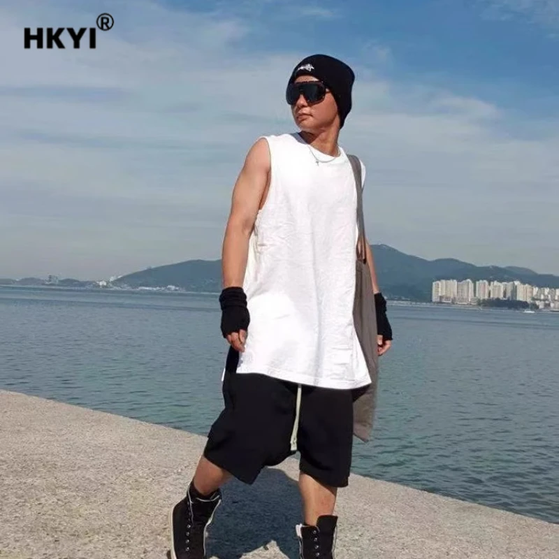 HKYI short pants men five quarter shorts Harlan shorts men's loose mid pants men's comfortable hanging crotch pants unisex