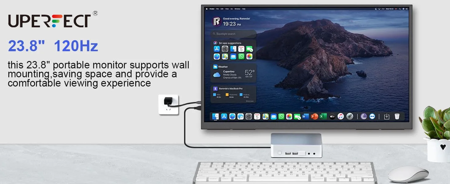 UPERFECT 24 Zoll 120 Hz tragbarer Gaming-Monitor FHD 180 ° Einstellbares großes Laptop-Display, externer zweiter Bildschirm für PC-Telefon, Steamdeck – Detail 2