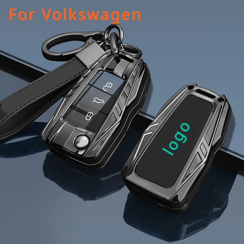 

Metal Car Remote Key Case Cover Shell Holder Fob For Volkswagen VW Golf 7 T-ROC POLO Tiguan T-Cross Jetta EOS Beetle keychain