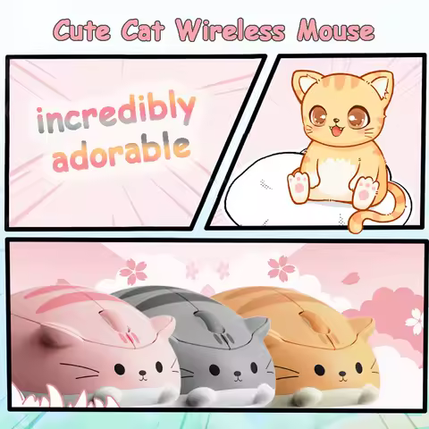 Cute Cat Wireless 2.4G Mouse kitten Designed Creative Mause Ergonomic USB Optical 1200 DPI Mini Mice Kid Gifts For PC Laptop