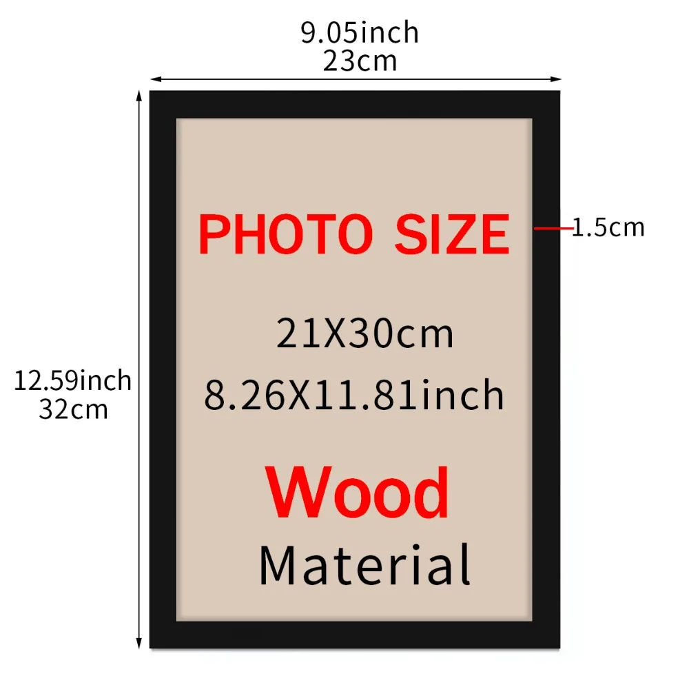 

Only 21x30cm Frame Black and White Wooden Photo Frame Can Be Hung on The Wall with Certificate Poster Canvas Painting Decoration