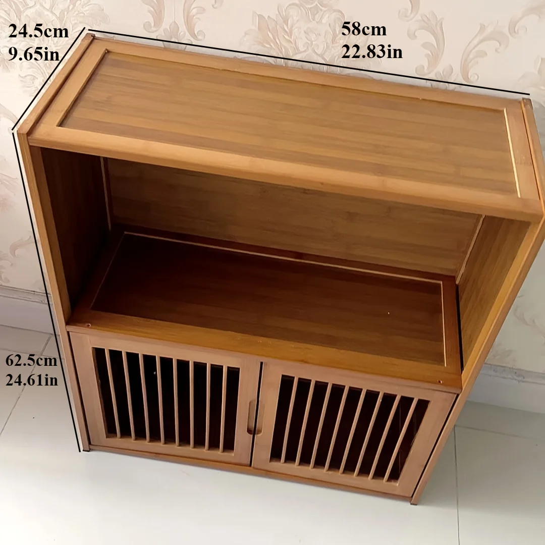 Chinese Style Storage Cabinet - 2-Tier Storage Cabinet for Office Living Room - Tea Cabinet  Bookshelf image 3