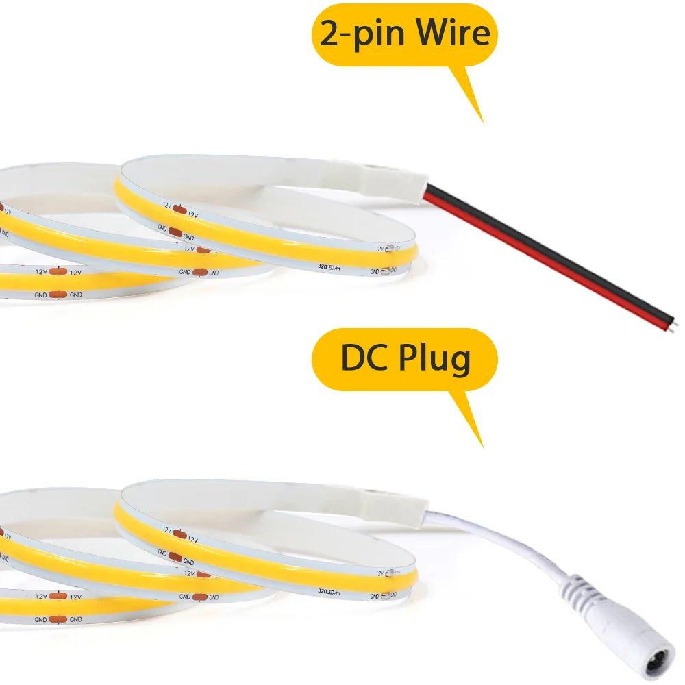 5V 12V 24V światło pasek COB LED 5m 480 528 320 diody LED o wysokiej gęstości oświetlenie liniowe elastyczna taśma ciepłej naturalna biel dekoracji