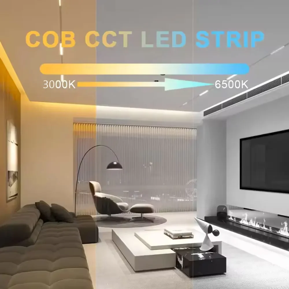 COB LED قطاع مرن عالي الكثافة LED قطاع 3 مللي متر COB بار مصباح ليد دافئ 3000K أبيض 6500K لغرفة النوم المطبخ المنزل