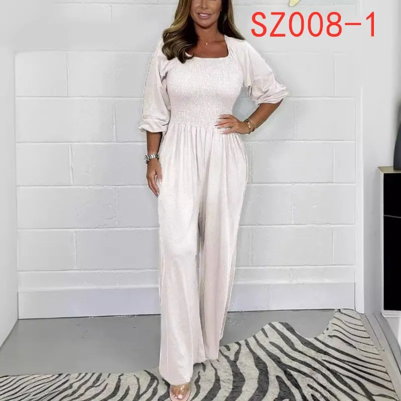 2024 Women's comfortable casual elastic wide leg jumpsuit