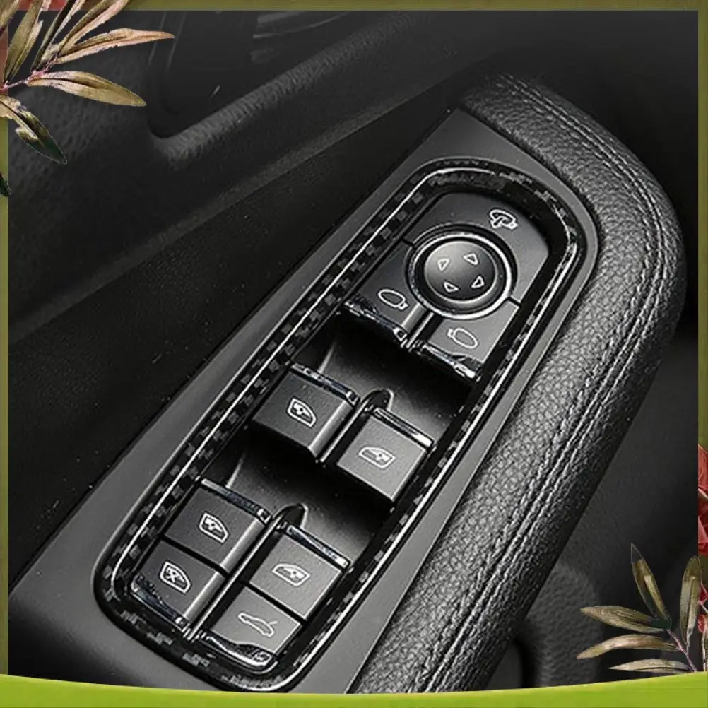 

AB98-Car Carbon Fiber Grain Window Switch Button Garnish Trim Frame For Macan 2014-2019