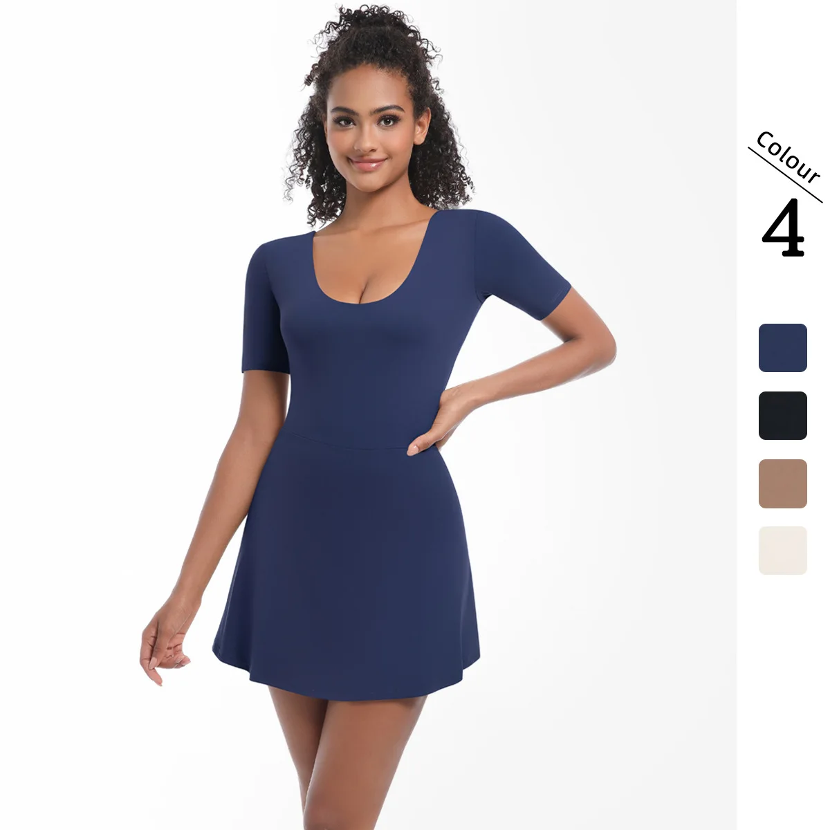 

Tennis Dress One-Piece Jumpsuits Sports Fitness Golf Badminton Skorts Backless Slim Running Tracksuits Low-cut Yoga Suits