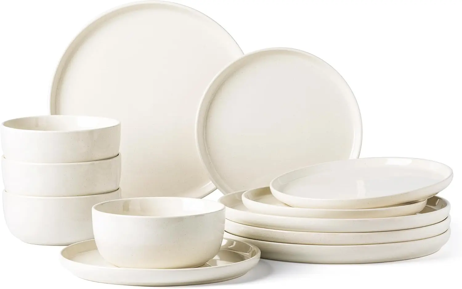 

Dinnerware Sets for 4, 12 Pieces Ceramic Plates and Bowls Set, Handcrafted Stoneware Plates Set, Dishwasher & Microwave Safe Dis