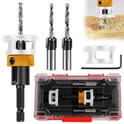 Adjustable Depth Countersink Drill Bit Set Aluminium Alloy Quick Change Countersink Drill Replaceable Drill Bits for Woodworking