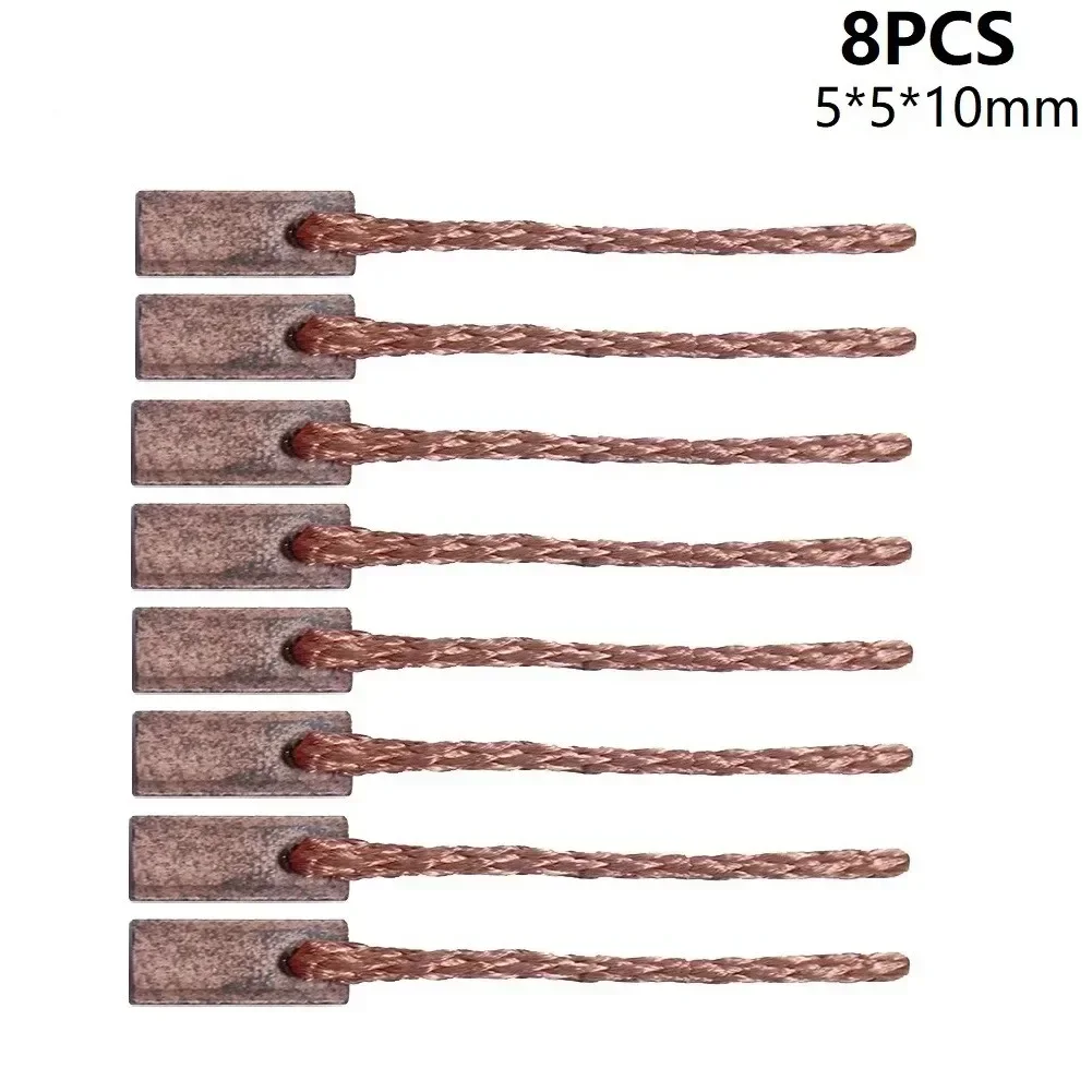 8pcs New Carbon Brushes Wire Leads Generator Generics Electric Motor Brush Replacement For Air Conditioning Lifter 5x5x10mm