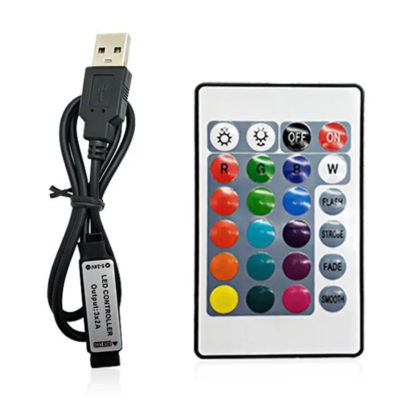 BAAG-RGB Controller DC5V USB 5V 24 Keys RF Remote Wireless Controller For COB SMD 3528 5050 RGB Tape Lights
