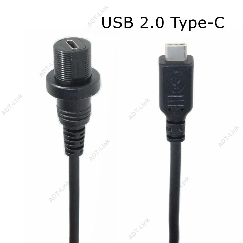 ミニマイクロ USB 2.0 IP67 防水ケーブル USB 3.1 Type-c オス - メスパネルマウント延長コード車、トラック、ボートのダッシュボード用