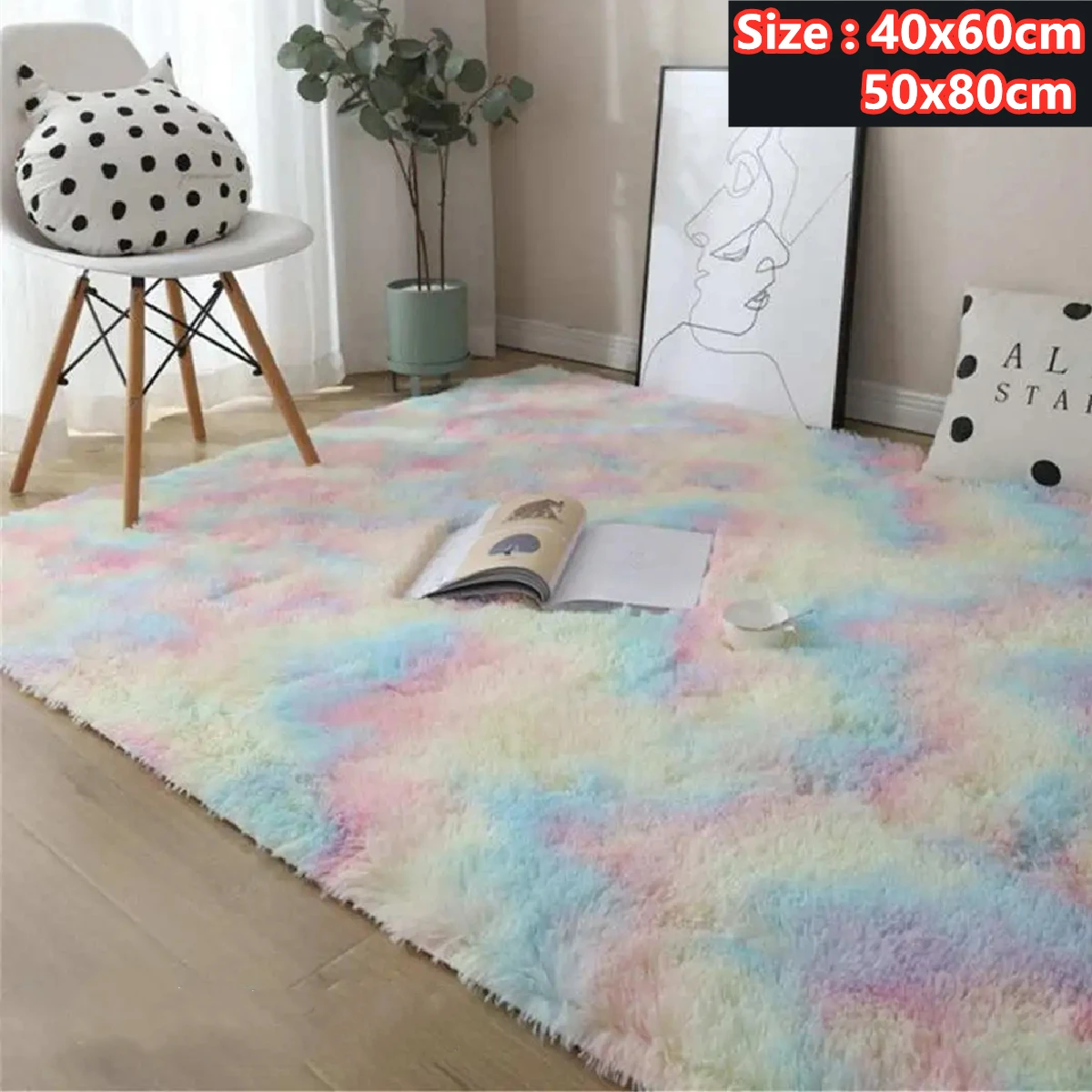 Nordic Modern Tie dye Gradient Carpet Rugs Bedroom Living Room Rectangular Carpet Soft Comfortable Area Carpet Rainbow Carpet