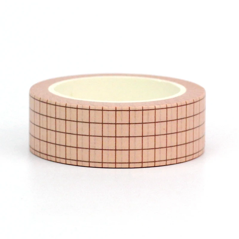 1PC. 10M Decor Cute Dark Beige Grid Washi Tape for Planner Scrapbooking Adhesive Stickers Masking Tape Kawaii Papeleria