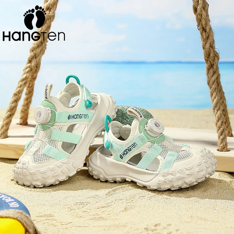 

HanGTen 어린이 할로우 캐주얼 샌들, 여름 어린이 방수 신발, 여아 야외 통기성 운동화, 미끄럼 방지 비치 슈즈