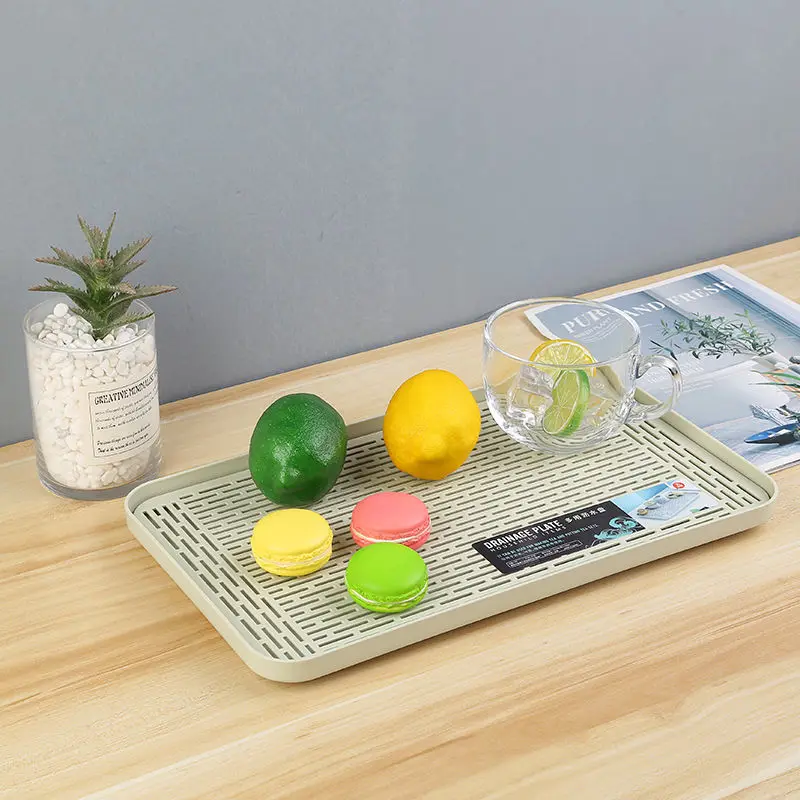 Thickened Plastic Draining Tray Double Deck Fruit Plate Outdoor Tea Tray Kitchen Tableware Drain Tray Plastic Tray