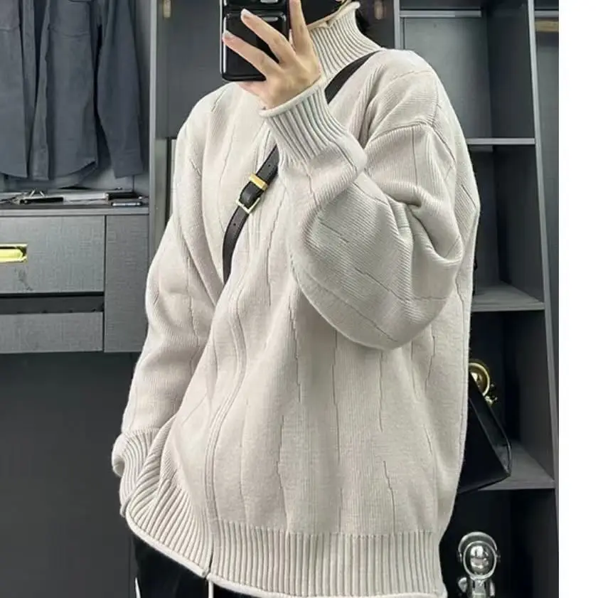 

Мужской вязаный открытый кардиган Jaet, свободный повседневный свитер с воротником-стойкой, модная городская зимняя верхняя одежда, тренд для отдыха