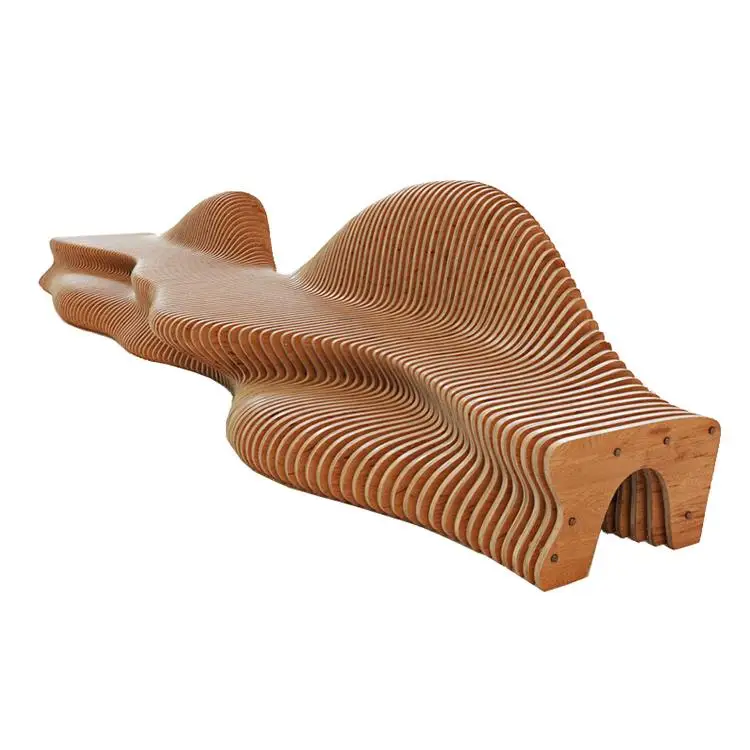 Outdoor shopping mall Wooden slice leisure seat Airport lobby Public waiting area Art creativity Special-shaped seat