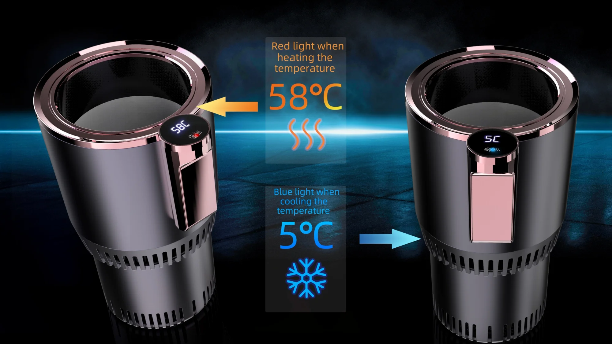 2022 Portable Warmer/Colder Cup Cooling Heating Water Milk Car Cups Capacity LED Screen 2-in-1