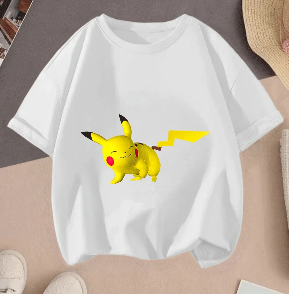 

Hot Sale 2026 Casual Summer Short Sleeve Pikachu Cartoon Print 2D T Shirt For Teenagers Kids Girls Boys