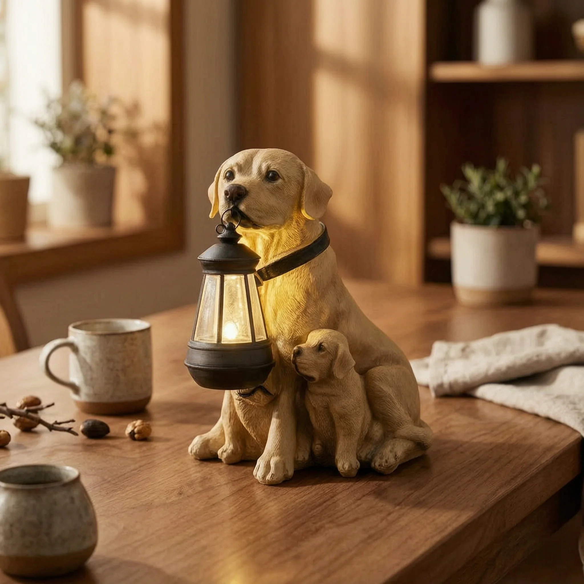 Solar Dog Garden Statue No Wiring Required Solar Dog Lantern Outdoor Decor Weather Resistant for Entrance