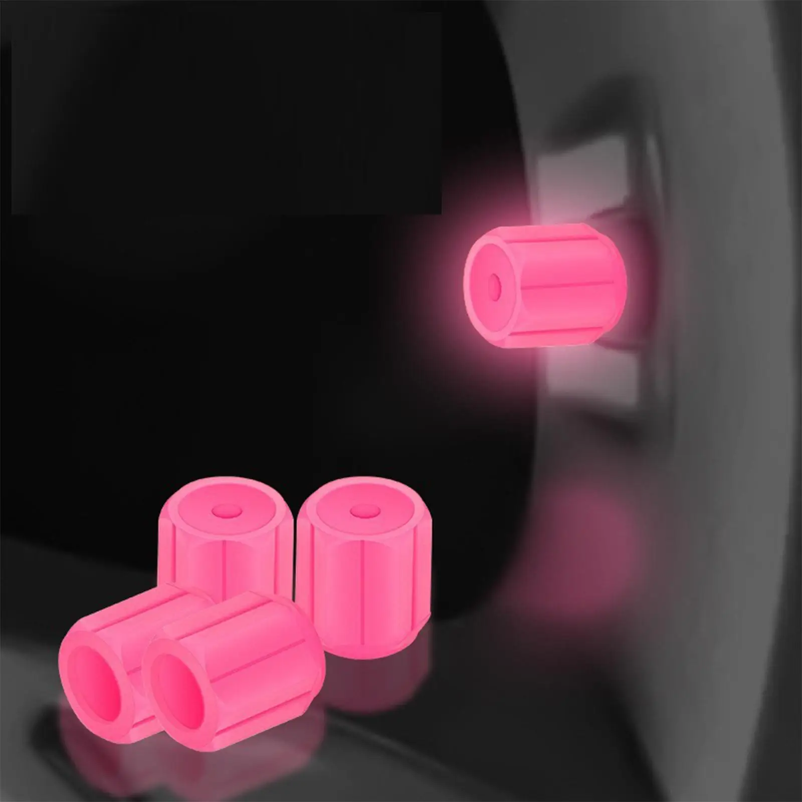 Glow in The Dark Valve Stem Caps 8 Piece Universal 0.3 Inch Glowing Valve Stem Caps for Car SUVs Trucks Motorcycles Motorbikes view 4