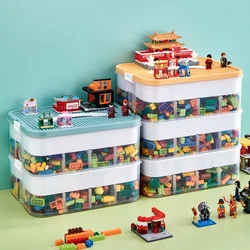 Hot 3 Layer Kids Building Blocks Storage Box Adjustable Lego-Compatible Storage Container Plastic with Handle Grid Toy Organizer