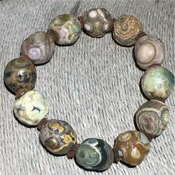 natural Alashan Gobi Agate Tendon Eye rough stone Bracelet special rare world's strongest power beads Men's and women's model