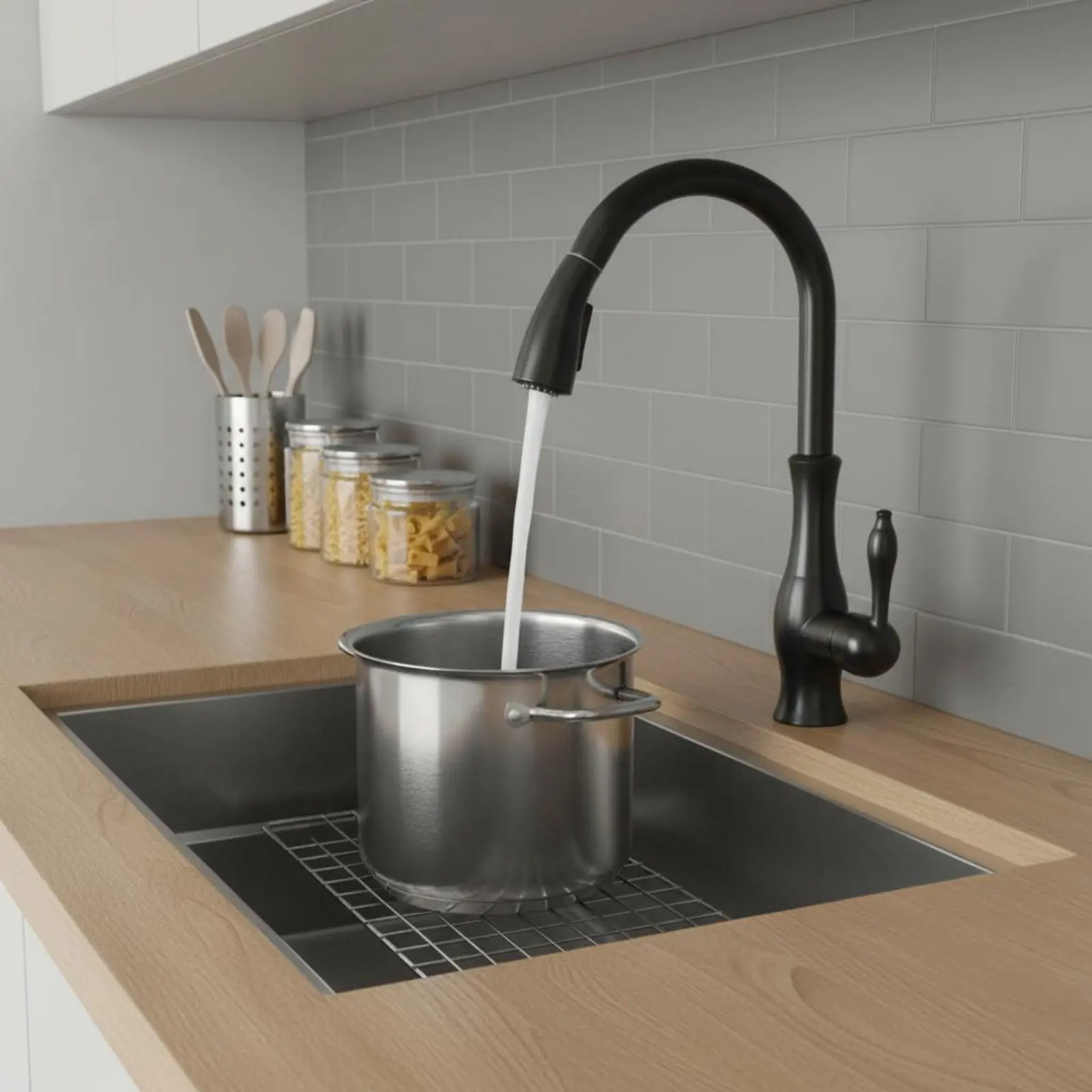 Pull-down Kitchen Faucet Water-Resistant Pull down Kitchen Faucet Multi-Function Spray Head Leak-Sealed Ceramic Disc Assembly