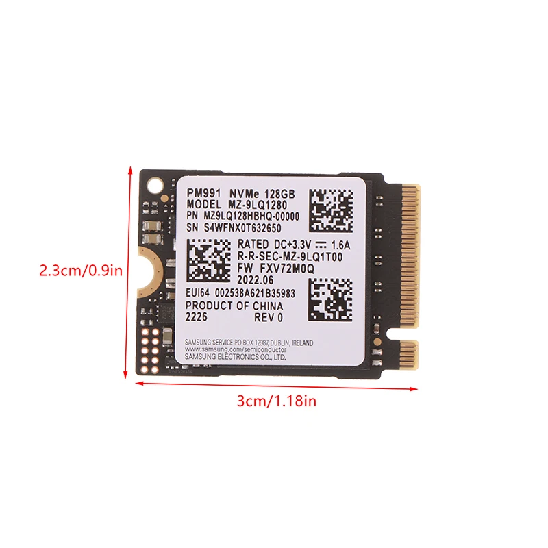 PM991 128G 2230 3.0 NVME SSD High Speed Data Transfer For Laptop Tablets Storage Hard Disk Card