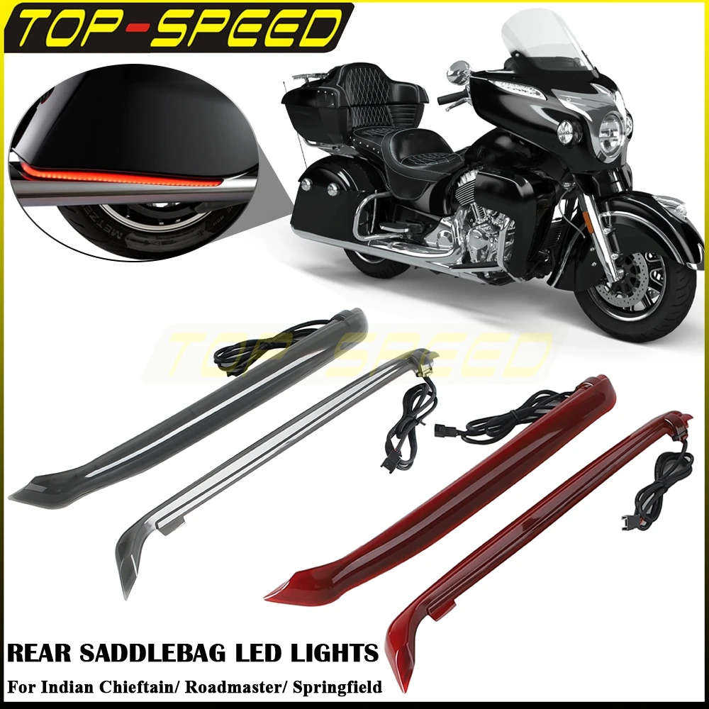 For Indian Roadmaster Limited Springfield Chieftain Dark Horse 2023 Motorcycle Smoke Tracer Rear Saddlebag LED Turn Brake Lights